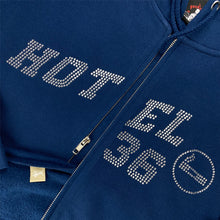 Load image into Gallery viewer, Navy Rhinestone Zip Up
